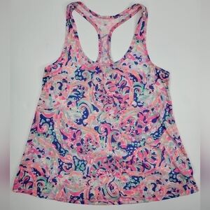 Lilly Pulitzer Luxletic Tropical Print Size Small Racerback Pullover Tank Top